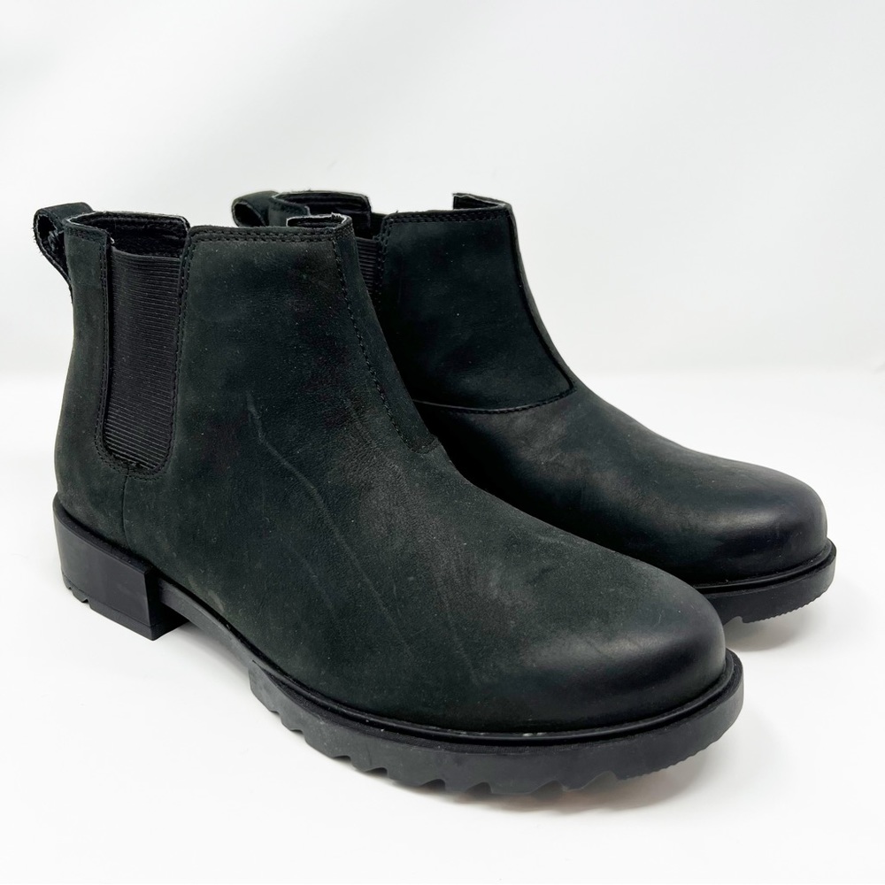 SOREL Emelie II Waterproof Chelsea Bootie - Black/Sea Salt 8